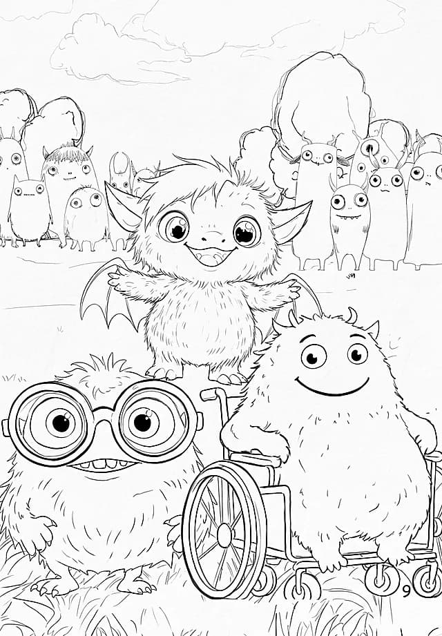 Coloring sheet: Everyone turns out to cheer the friends on.