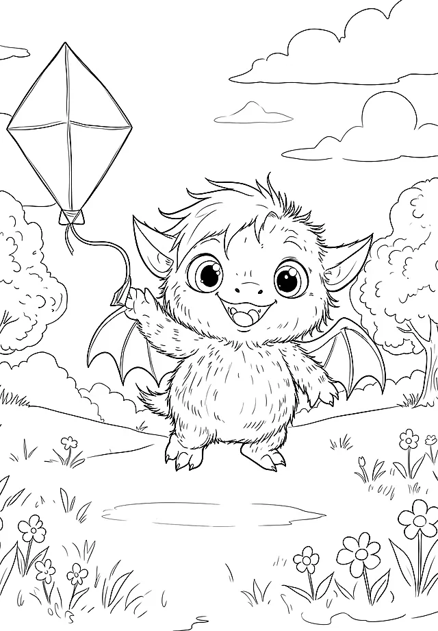 Coloring sheet: Just Zara, a kite, and a good breeze.